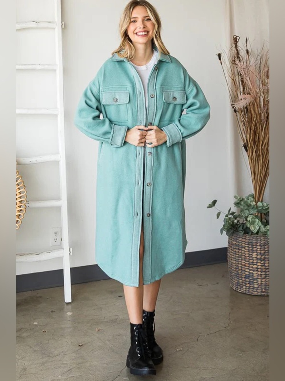 Oli & Hali BUTTON DOWN LONG SHACKET